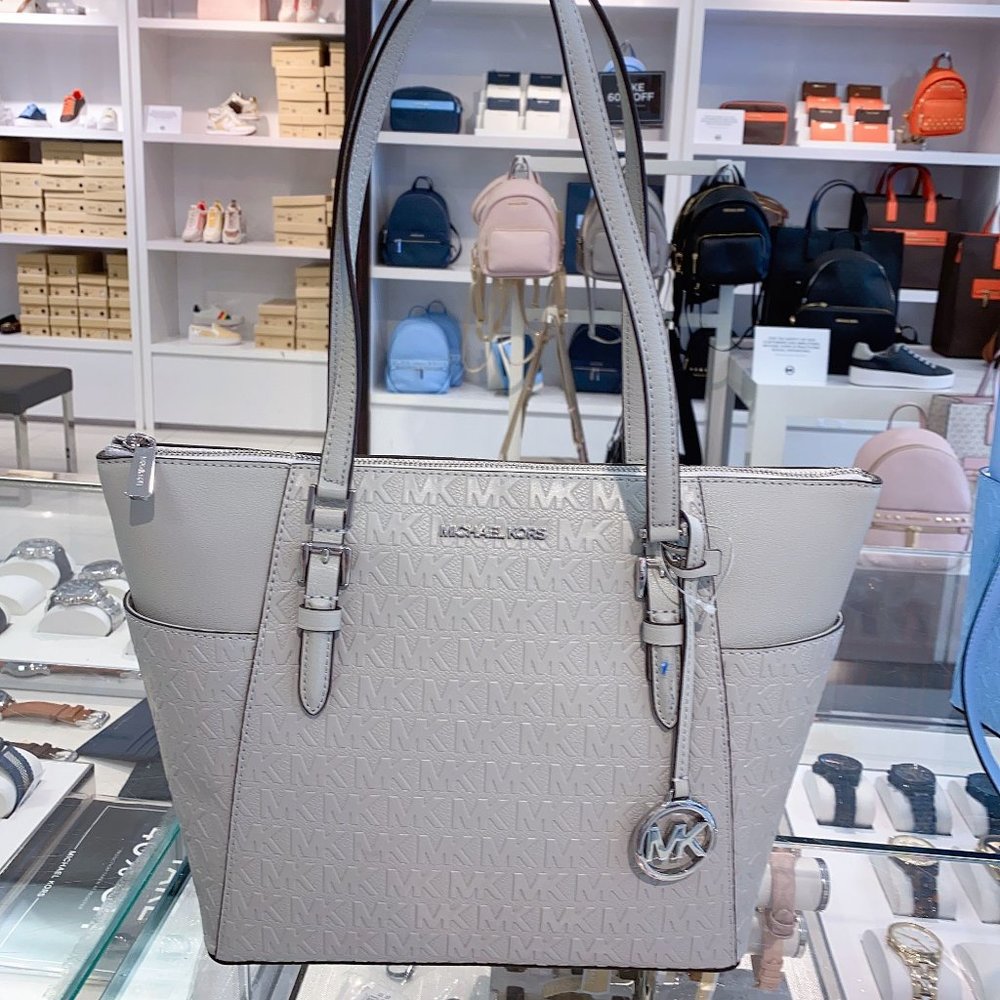 MK CHARLOTTE LG TOP ZIP TOTE Aluminum - Picture 2 of 6